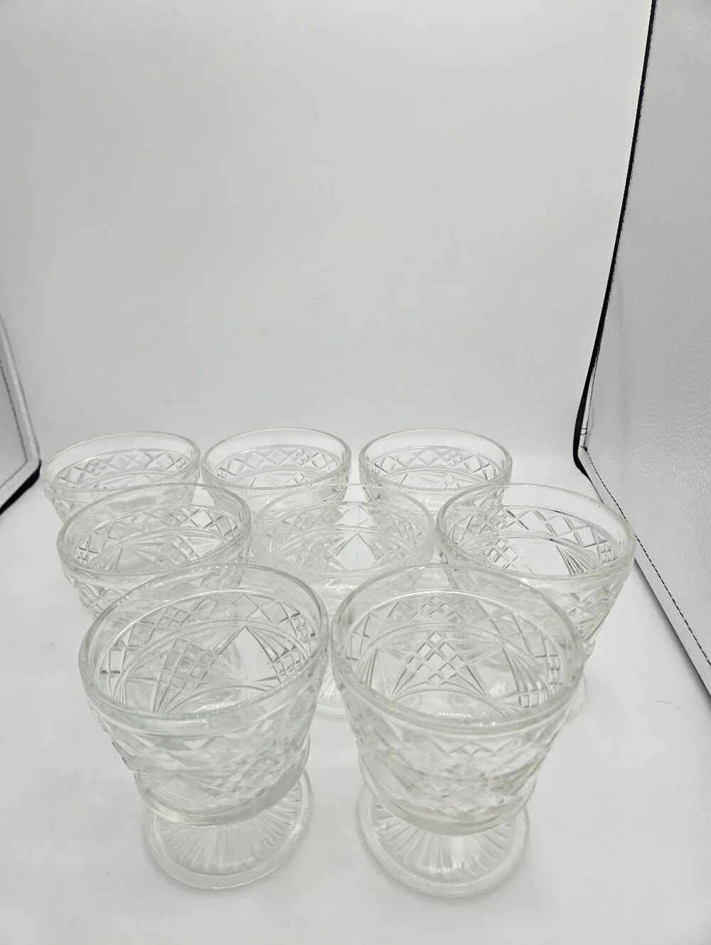 8x Vintage Clear Glass Hazel Atlas Footed Big Top Peanut Butter Dessert Glasses